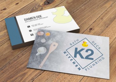 Not Really Rocket Science designed new business cards for K2 Kitchens