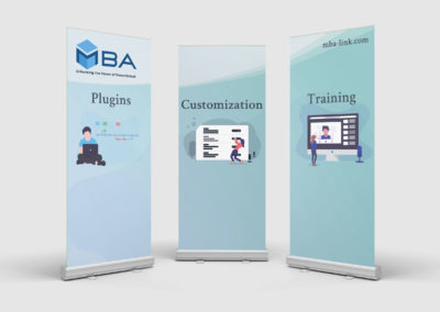 Not Really Rocket Science graphic design of tradeshow banners for MBA